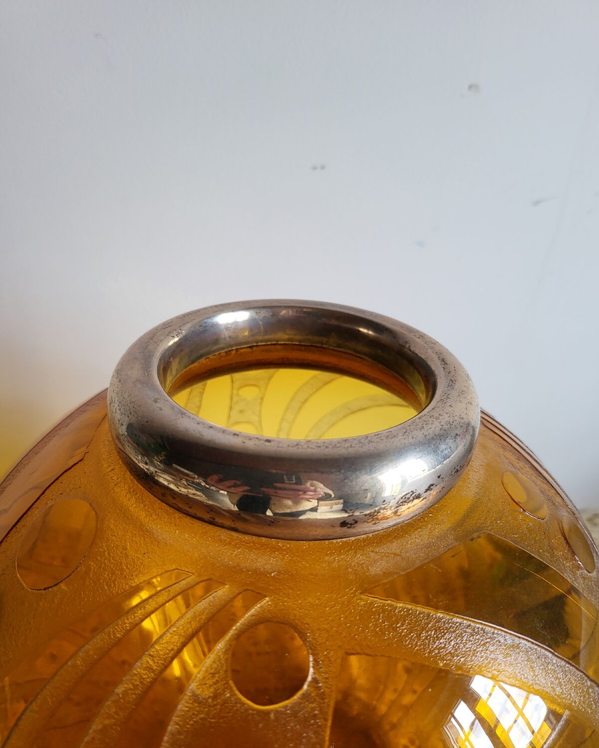 Large round vase in tinted and smoked glass
