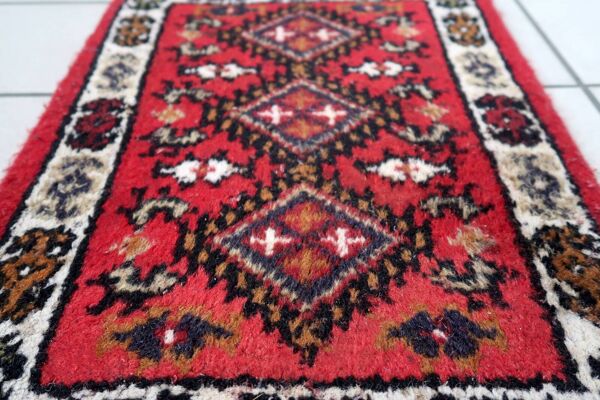 Tapis vintage du Moyen-Orient Hamadan fait main en laine – 40 x 56 cm