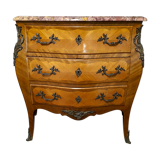 Small Louis XV dresser in marquetry and pink marble
