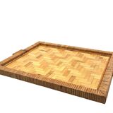 Hollywood regency bamboo and wicker tray, Italy 1970s