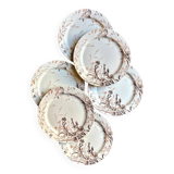 6 dessert plates in iron earth from Creil and Montereau, "Glaïeul" service