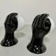 2 black ceramic hand lamps from the 70s / vintage and opaline lamp