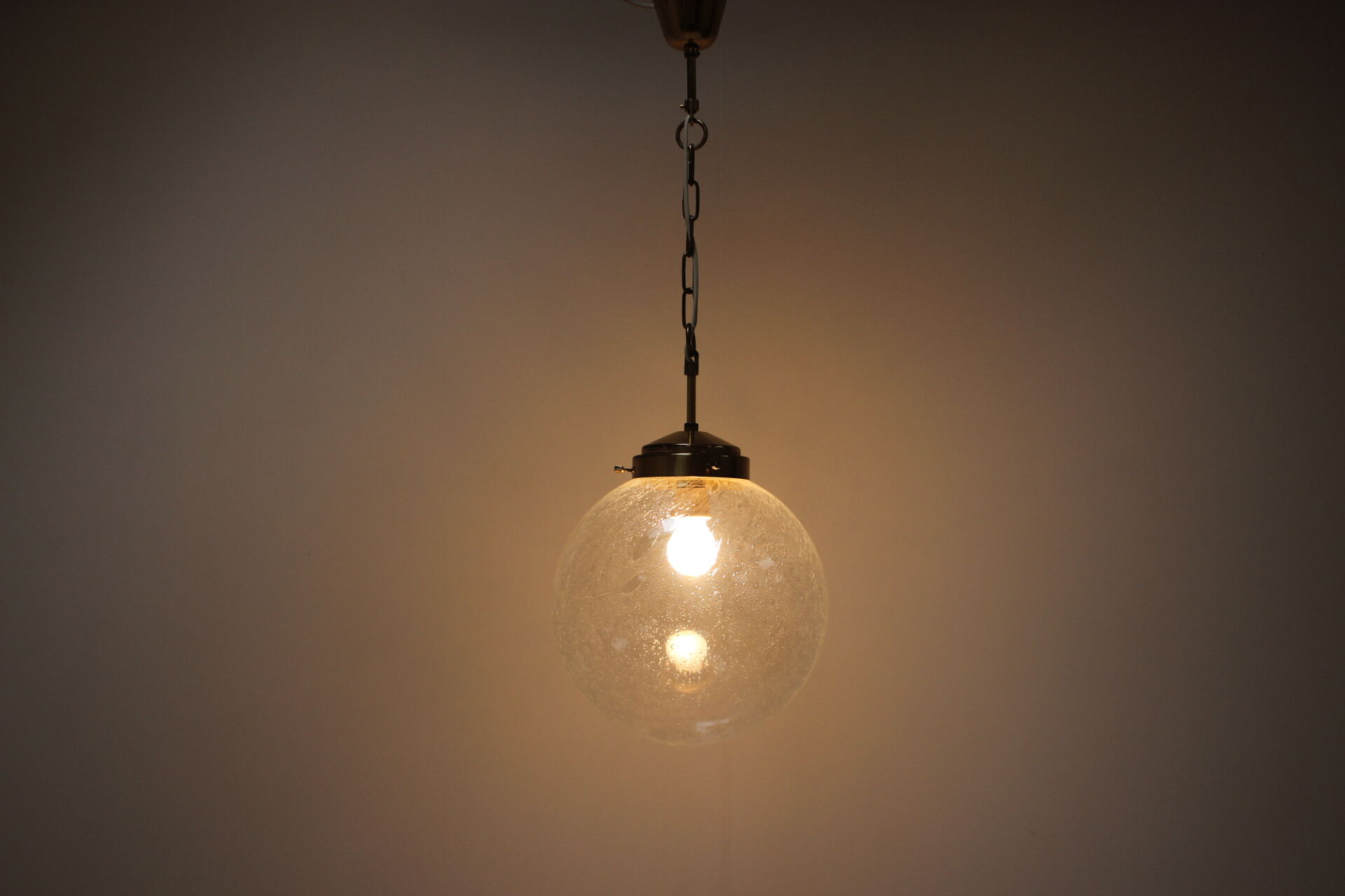 Glass hanging lamp Kamenicky Senov, 1970