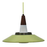 Opal glass and green aluminium shade vintage lamp by Voss Belysning - Denmark