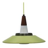 Opal Glass and  green aluminium shade vintage lamp by Voss Belysning - Denm