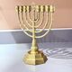 Vintage Candelabras 9 Branch Menorah Jewish Judaica Golden Candle Holders Brass