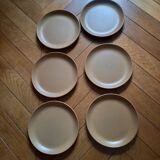 Set of 6 beige stoneware plates