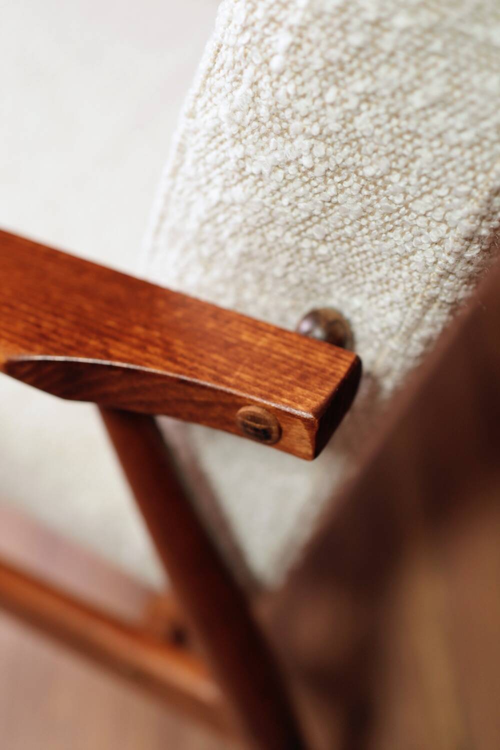 Vintage Lounge Chair White Bouclè Mid Century Design