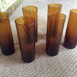 Series of 6 amber glasses