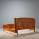 Double bed vintage in walnut veneer, design, Italy, 1950s