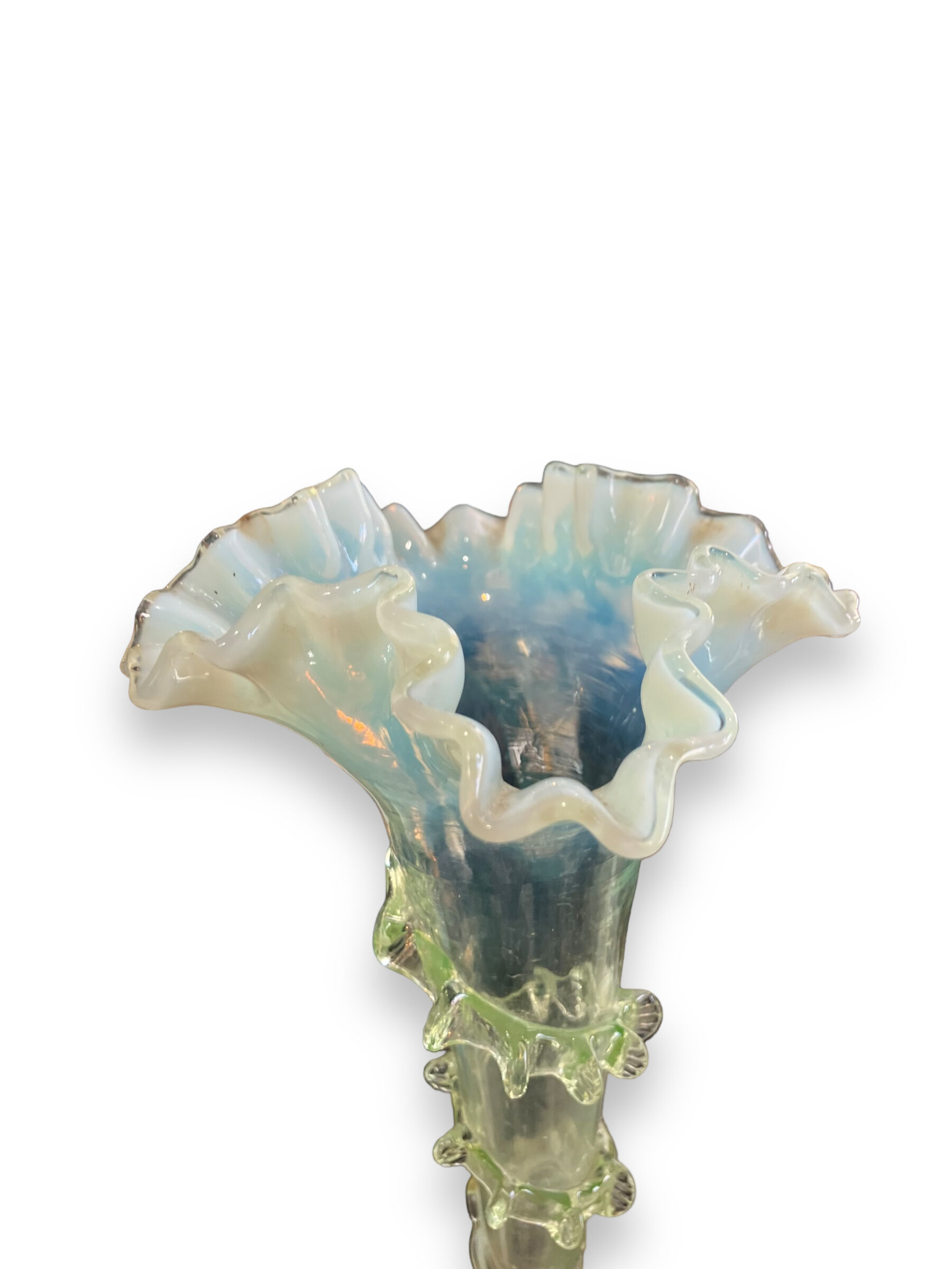 Tulip tree centerpiece in opalescent glass and bronze nineteenth