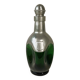 Carafe ou flacon en verre vert et étain