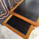 Bureau plat Louis XVI dessus cuir noir