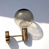 Brass and smoked glass wall lights Model V149 - Hans-Agne Jakobsson