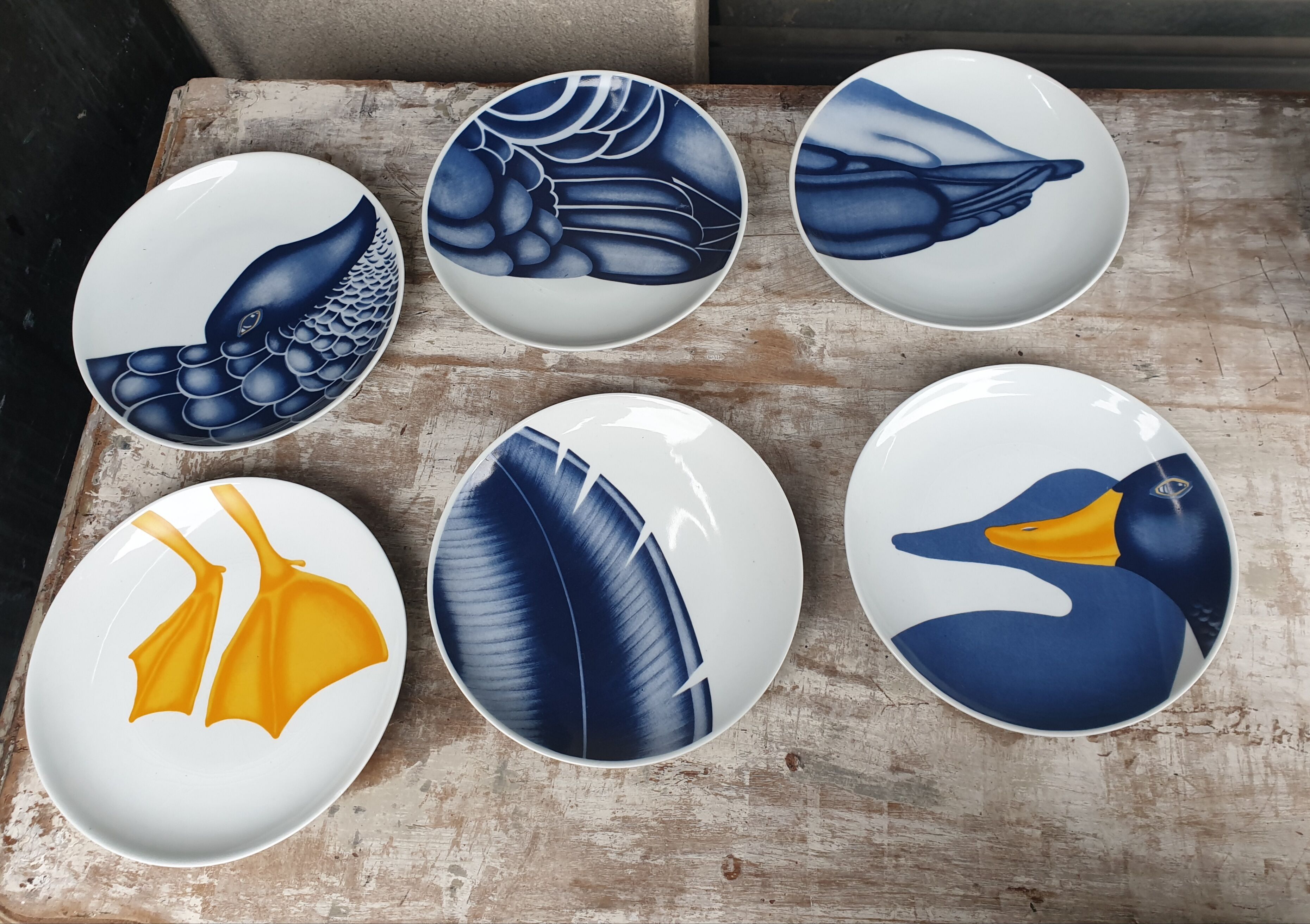 Service 6 plates porcelain ducks