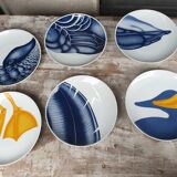 Service 6 plates porcelain ducks