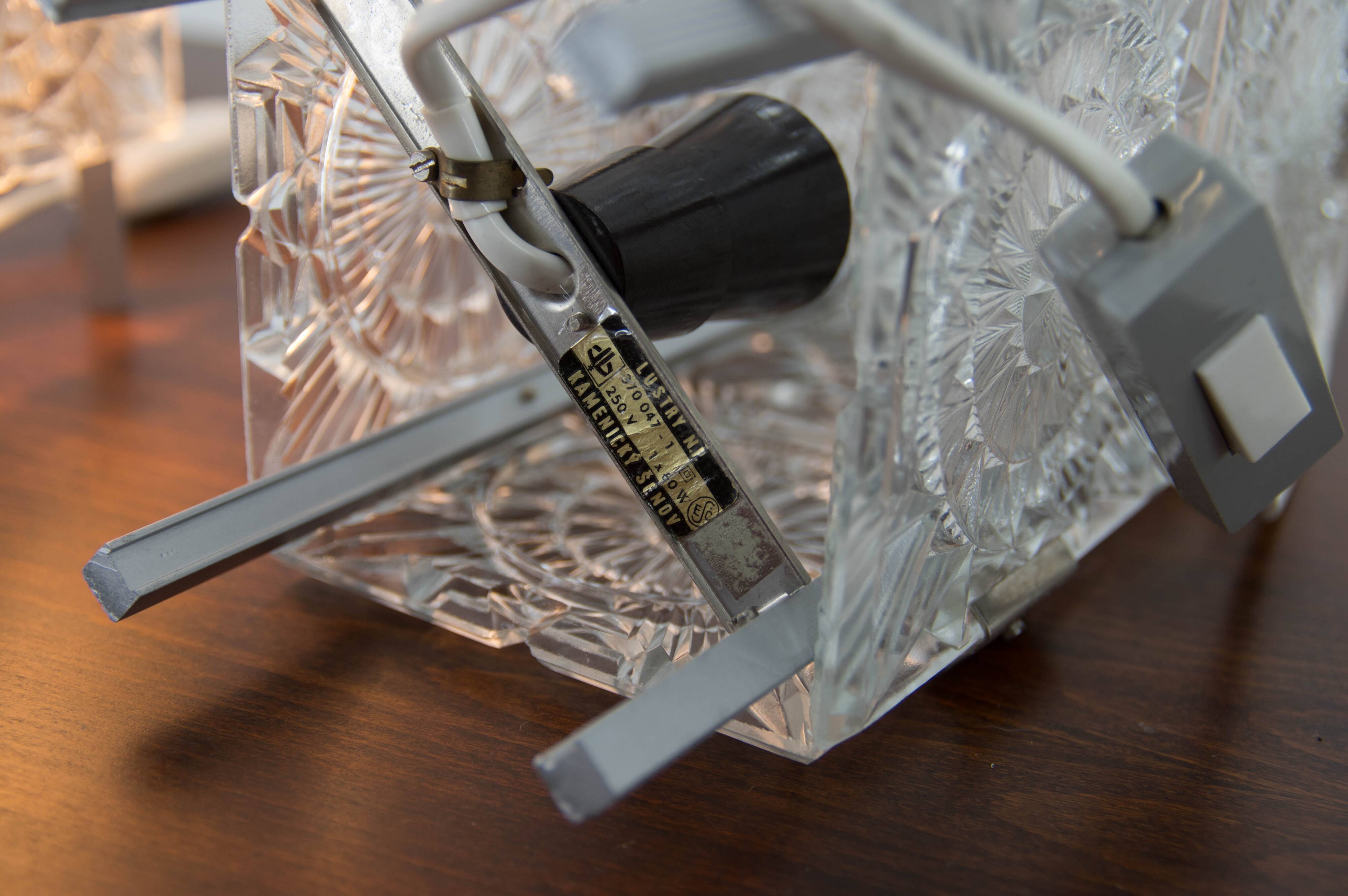 Set of Two Glass Table Lamps by Kamenicky Senov, 1970s