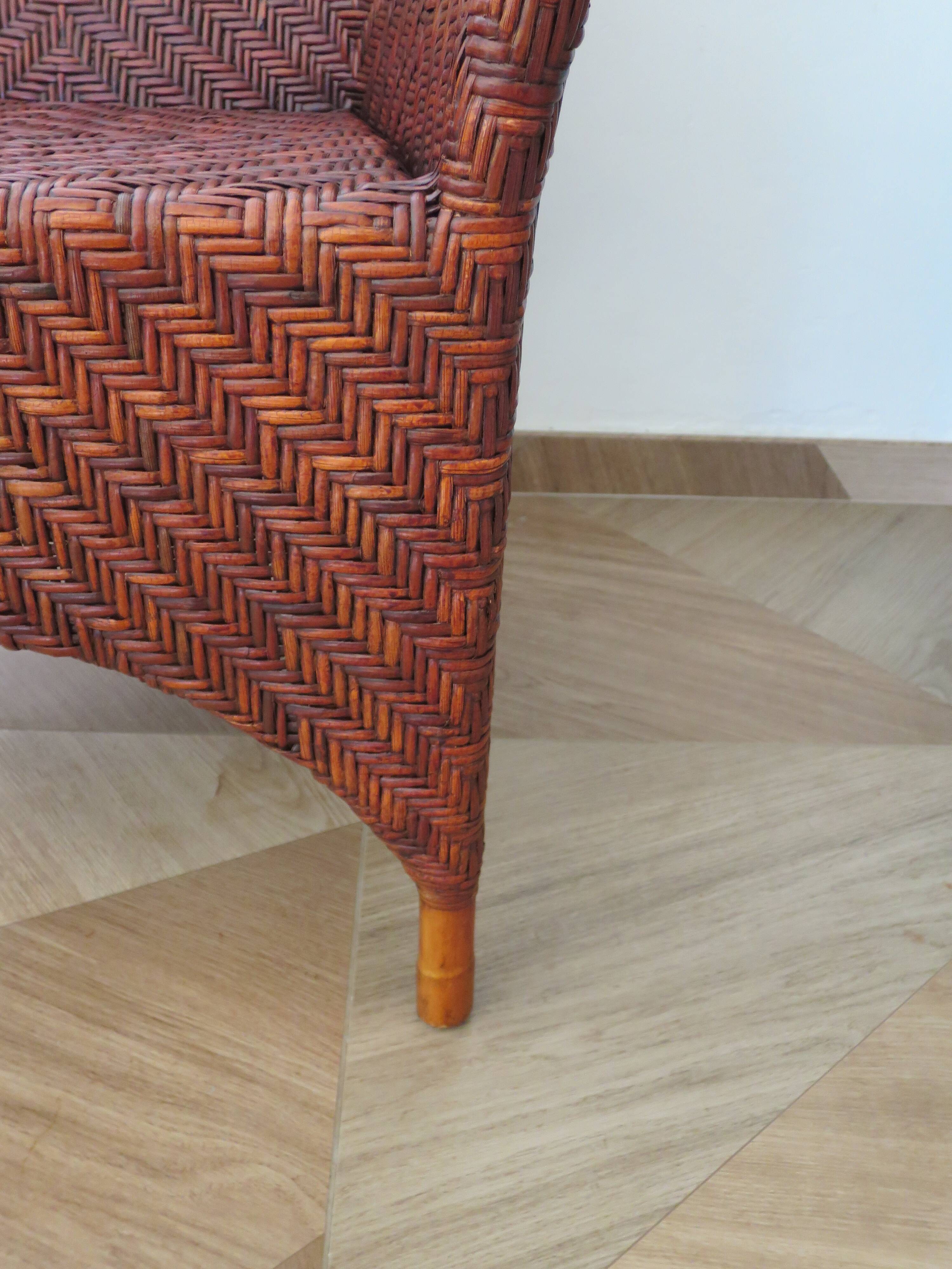 Woven rattan armchair, 1980s