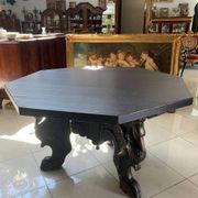 Octagonal oak table, 19th century, griffins