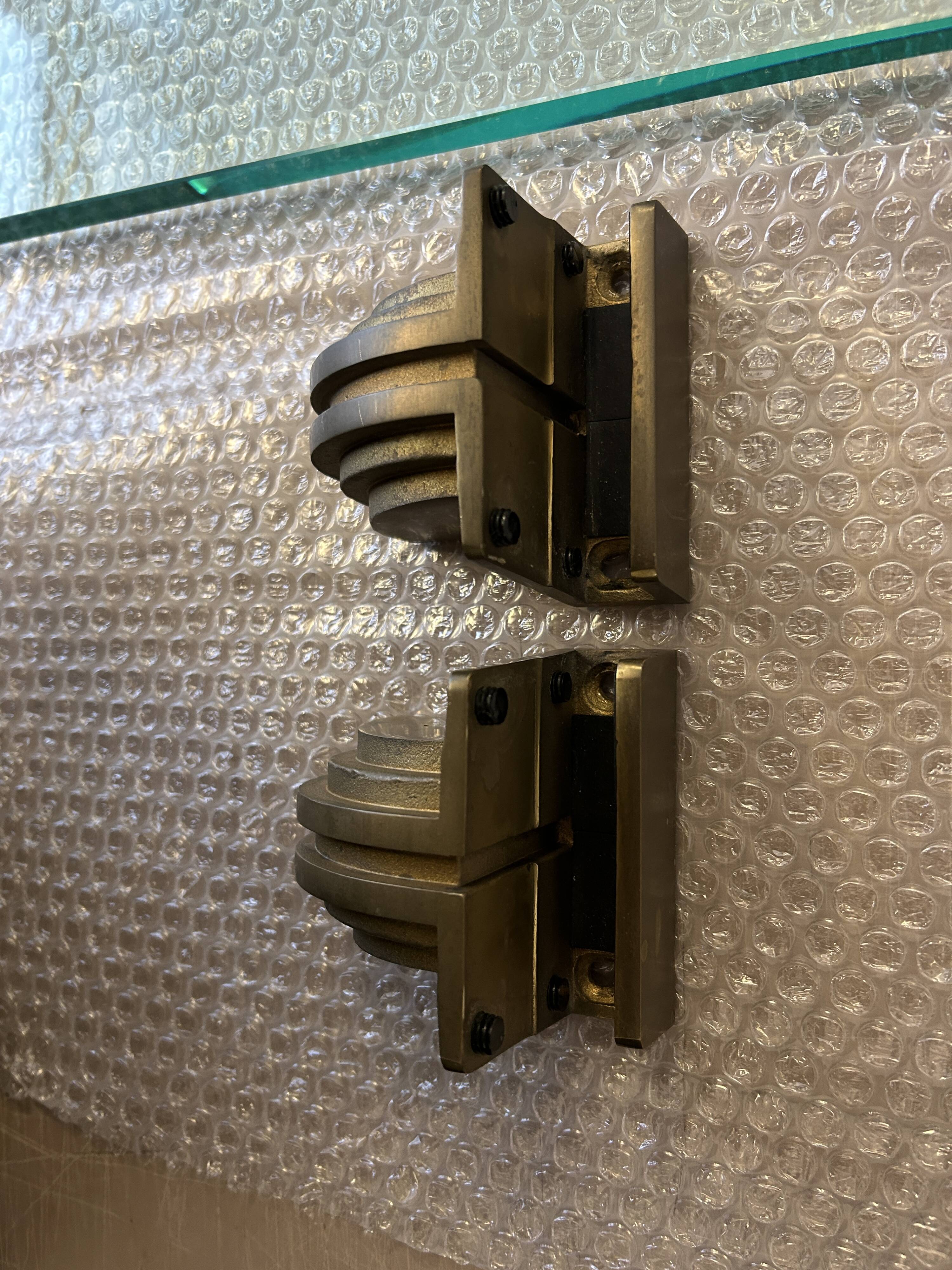 Stunning shelve Glass with Bronze brackets 1970s Peter Ghyczy