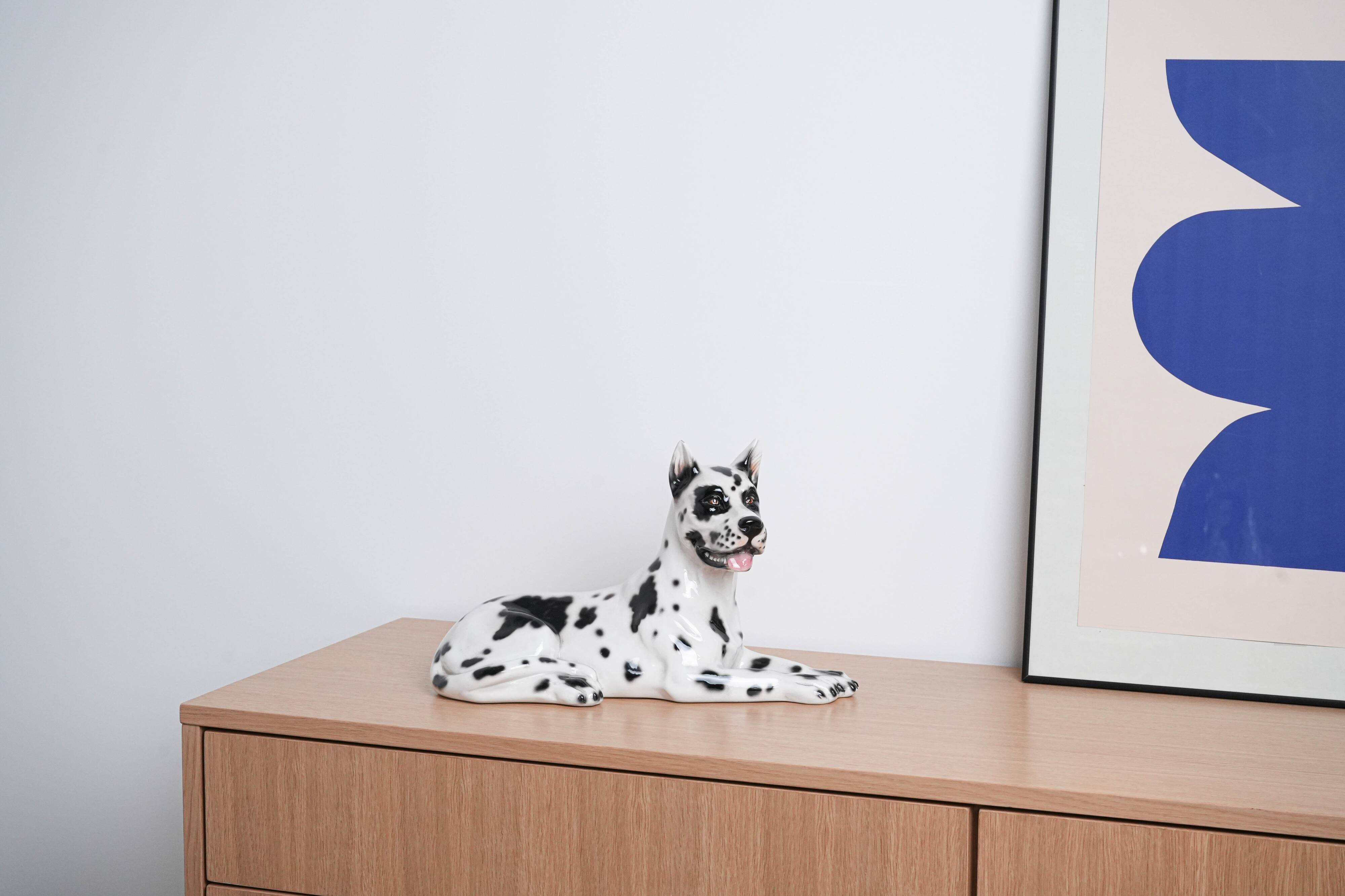 Ceramic Dog Arlekin figurine, Italian design, 1970s, made in Italy