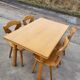 Vintage dining set - blond oak 1970s - extendable table and 4 chairs