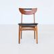 Set of six Danish dining chairs in teak and faux leather Denmark 1960