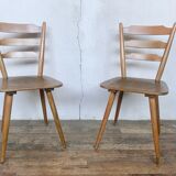 Pair of Scandinavian chairs or vintage wooden bistro