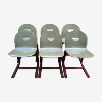 6 chaises traineau vintage 1980
