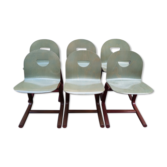 6 vintage sled chairs 1980