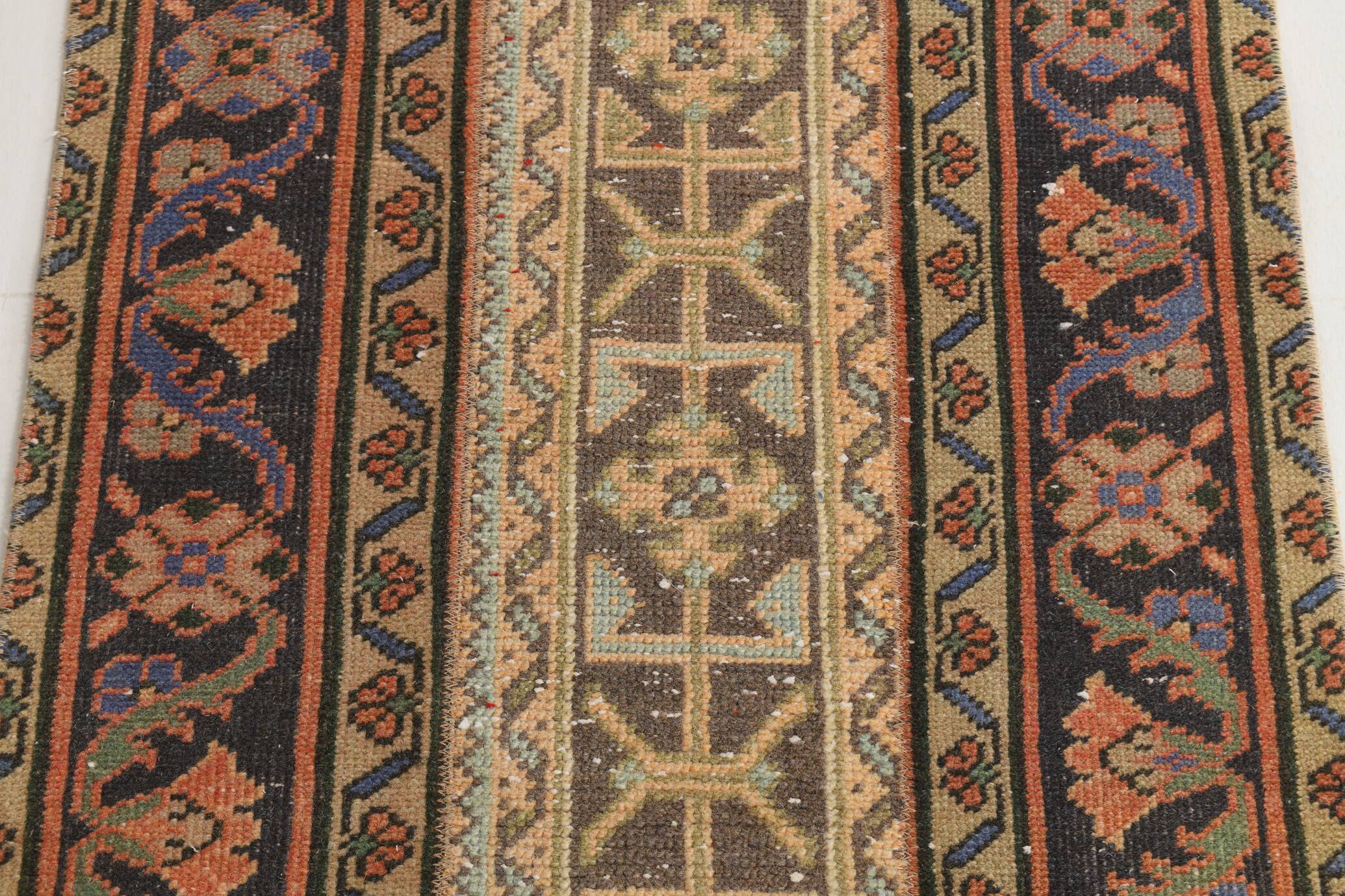 Salmon & Cream Turkish Vintage Runner Rug, 70x262Cm