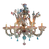 Venetian chandelier rezzonico in multicolored murano glass circa 1920