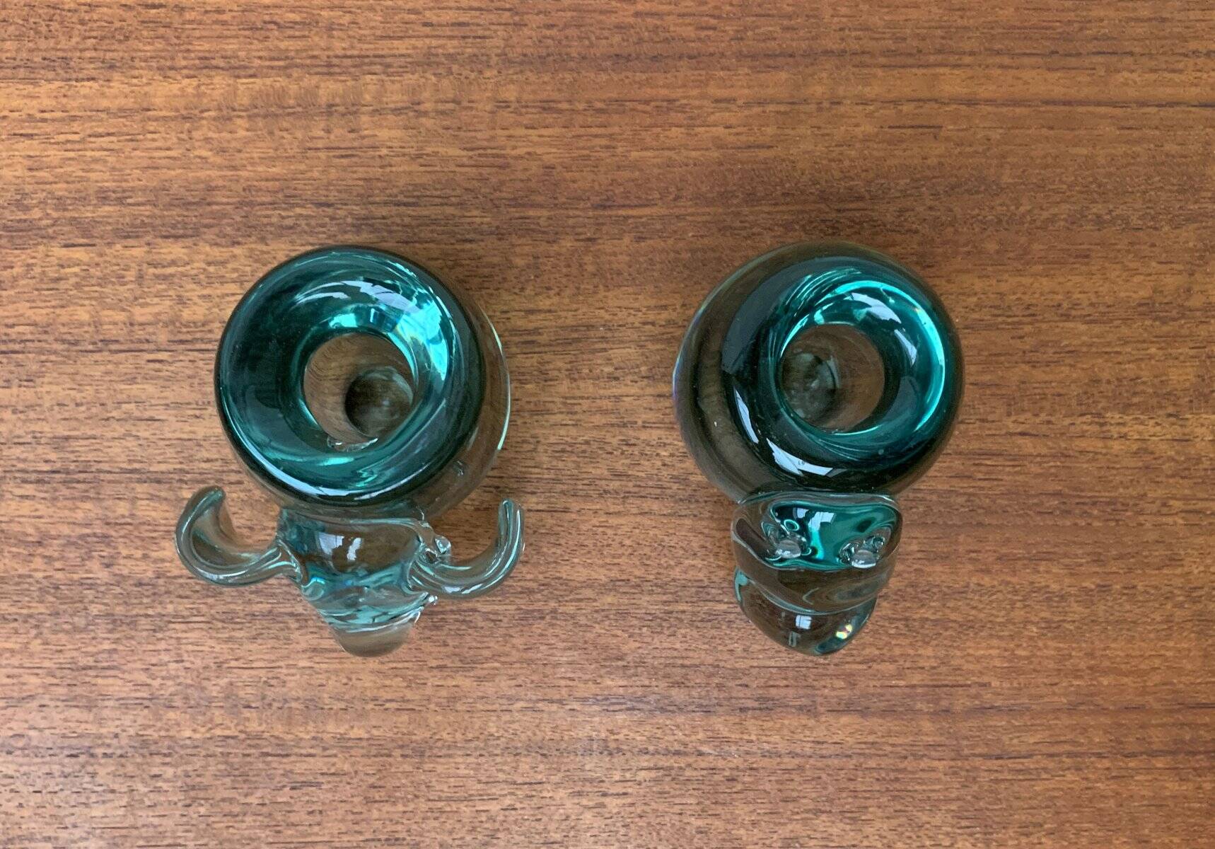 Vintage handmade African glass animal candle holders from Ngwenya Glass, set of 2.