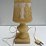 Vintage Alabaster Lamp with Floral Pattern Shade