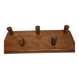 Coat rack with five hooks in natural wood, design, 60s, 50 cm