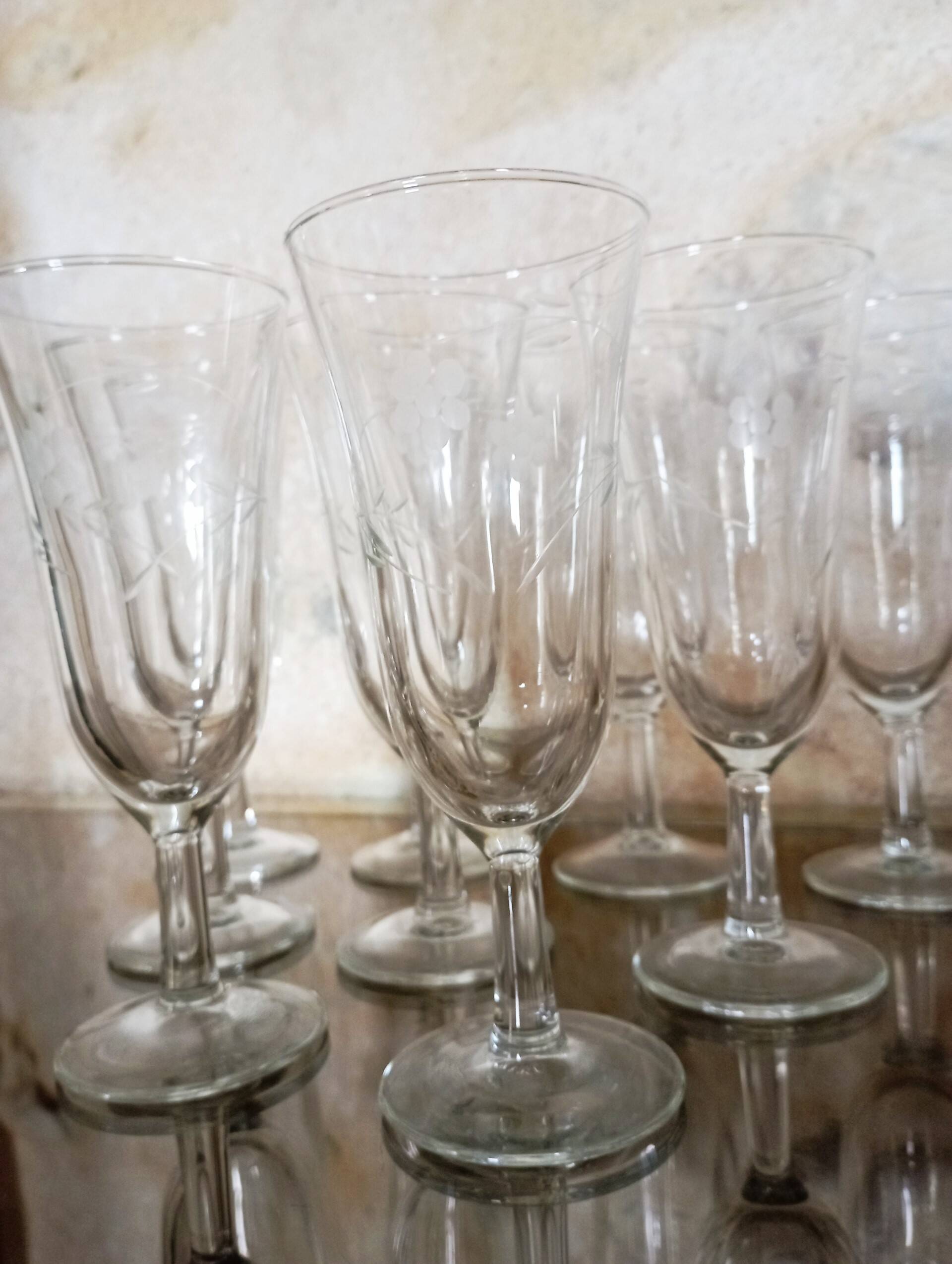 Antique champagne flutes