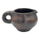 Vase tripode vintage en terre cuite, fait main, finition noire fumée