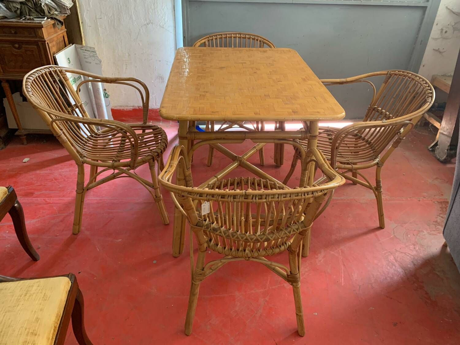 Rattan table and chair set