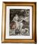 Painting on fabric with a golden frame, "young girls at a fountain"