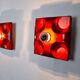 Pair of Fat Lava wall lamps by Hustadt Leuchten, Orange ceramic, Germany, 1960