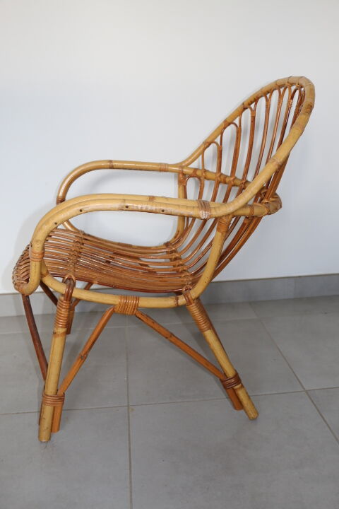 2 fauteuils rotin adulte 1960