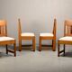 Dutch Art Deco Amsterdam School Dining Chairs in Oak and light Fabric