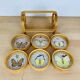 6 rattan coasters, butterflies, with basket