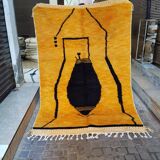 Mustard and black Berber rug 250/150 cm