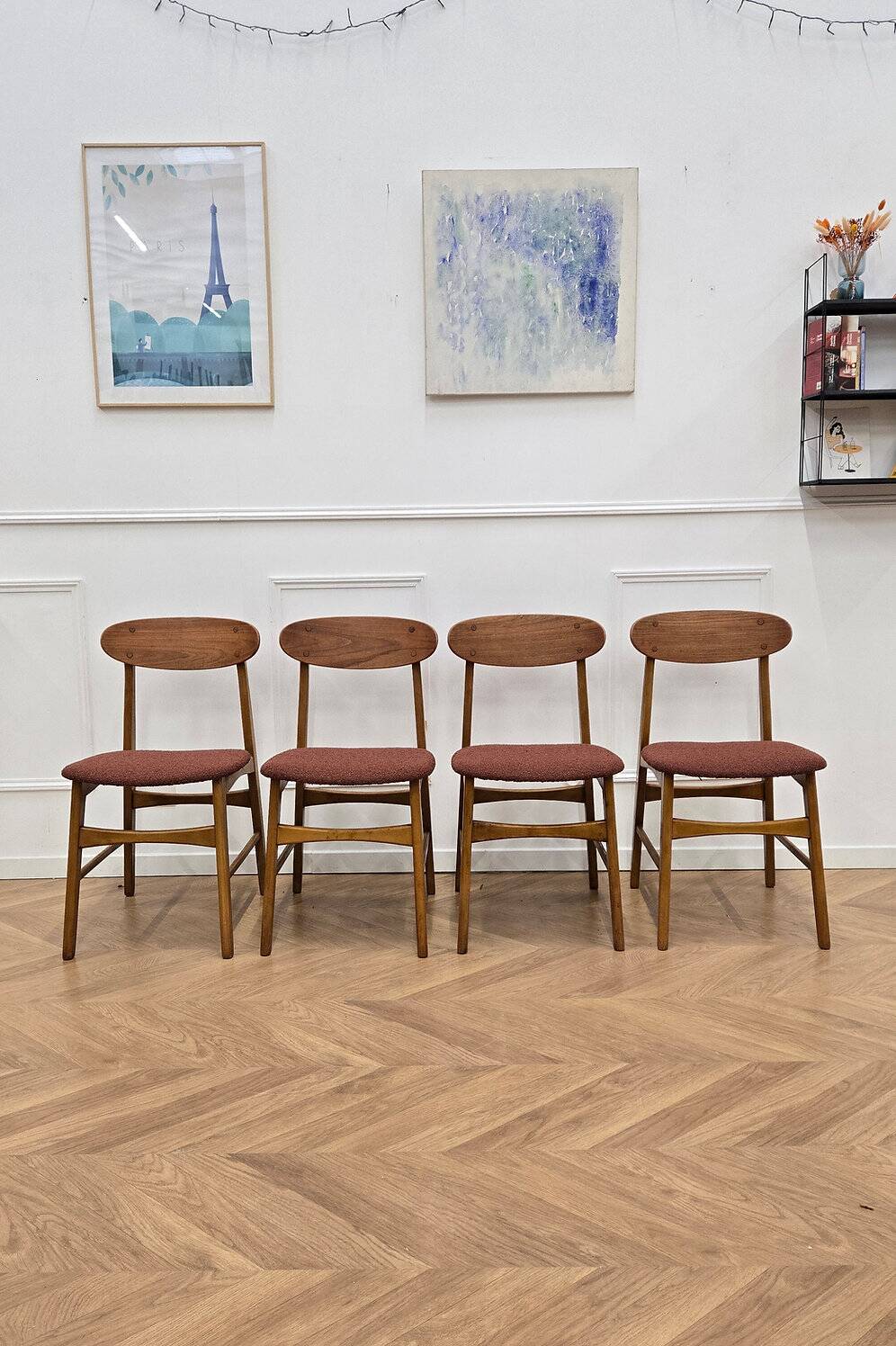 4 Chaises vintage en teck