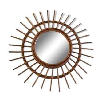 Miroir soleil rotin 55x55cm