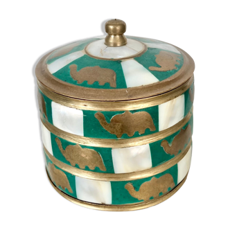Mother-of-pearl and brass box