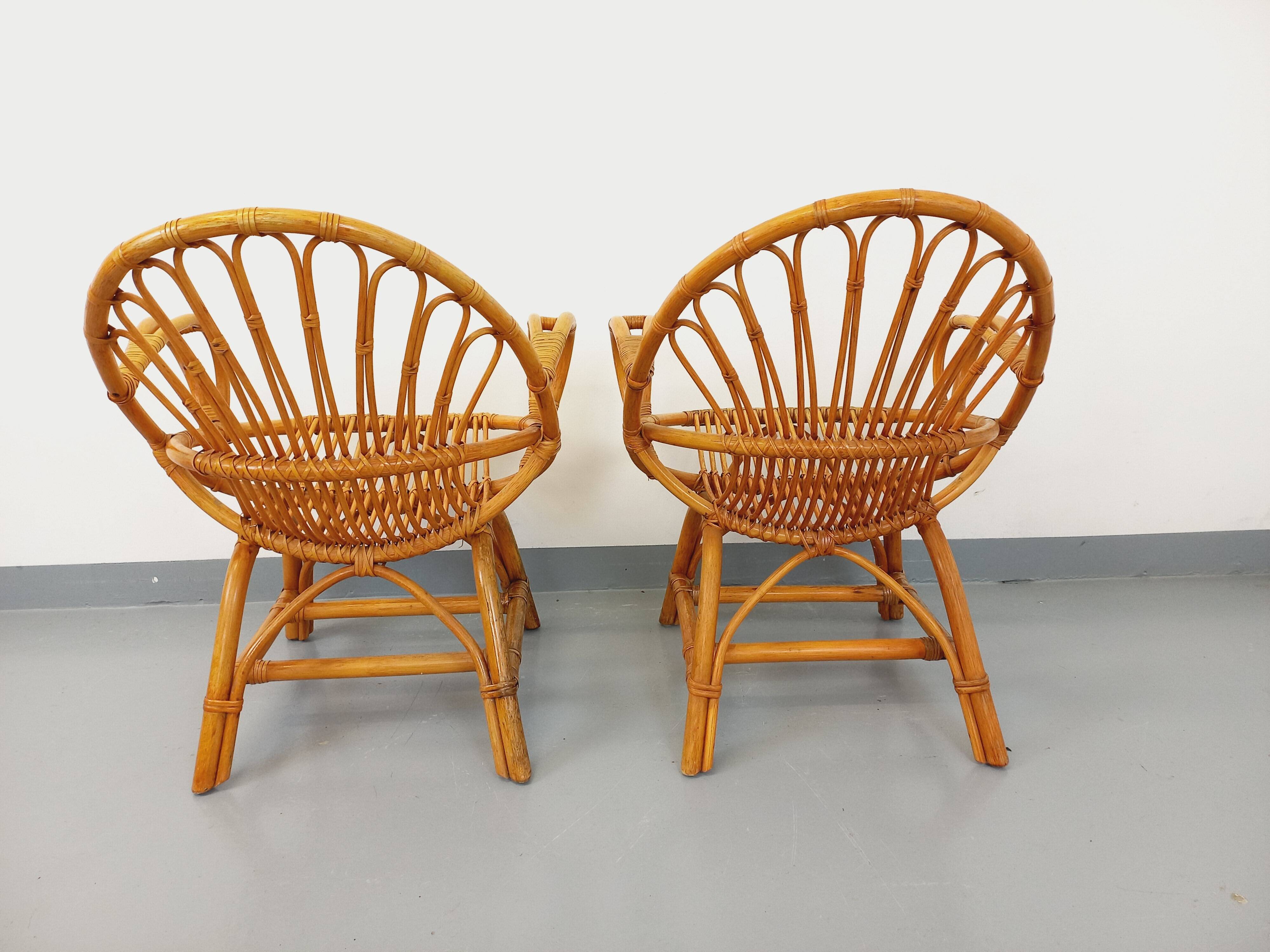 Pair of vintage rattan armchairs from the 60s