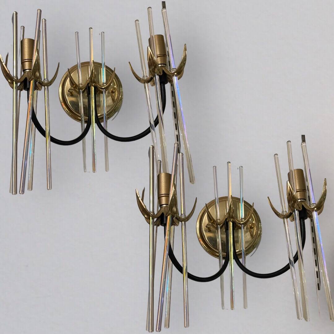 Murano glass rod sconces set of 2