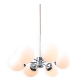 Space Age Italian Sputnik Chrome and Opaline Chandelier, 1970s